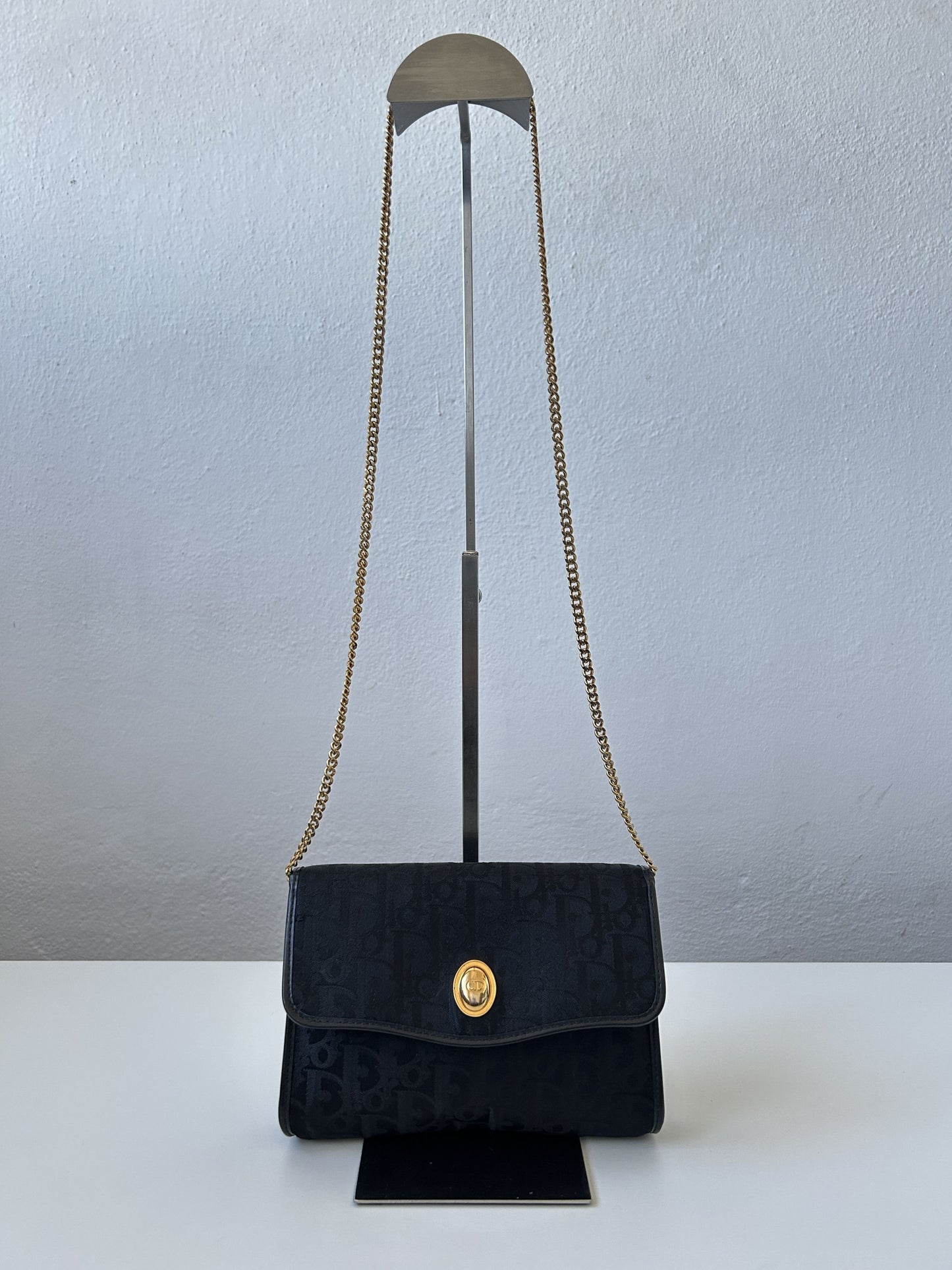 80s Dior trotter oblique monogram canvas chain shoulder bag