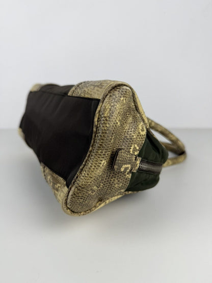 Vintage Prada nylon leather triangle logo mini bowling bag