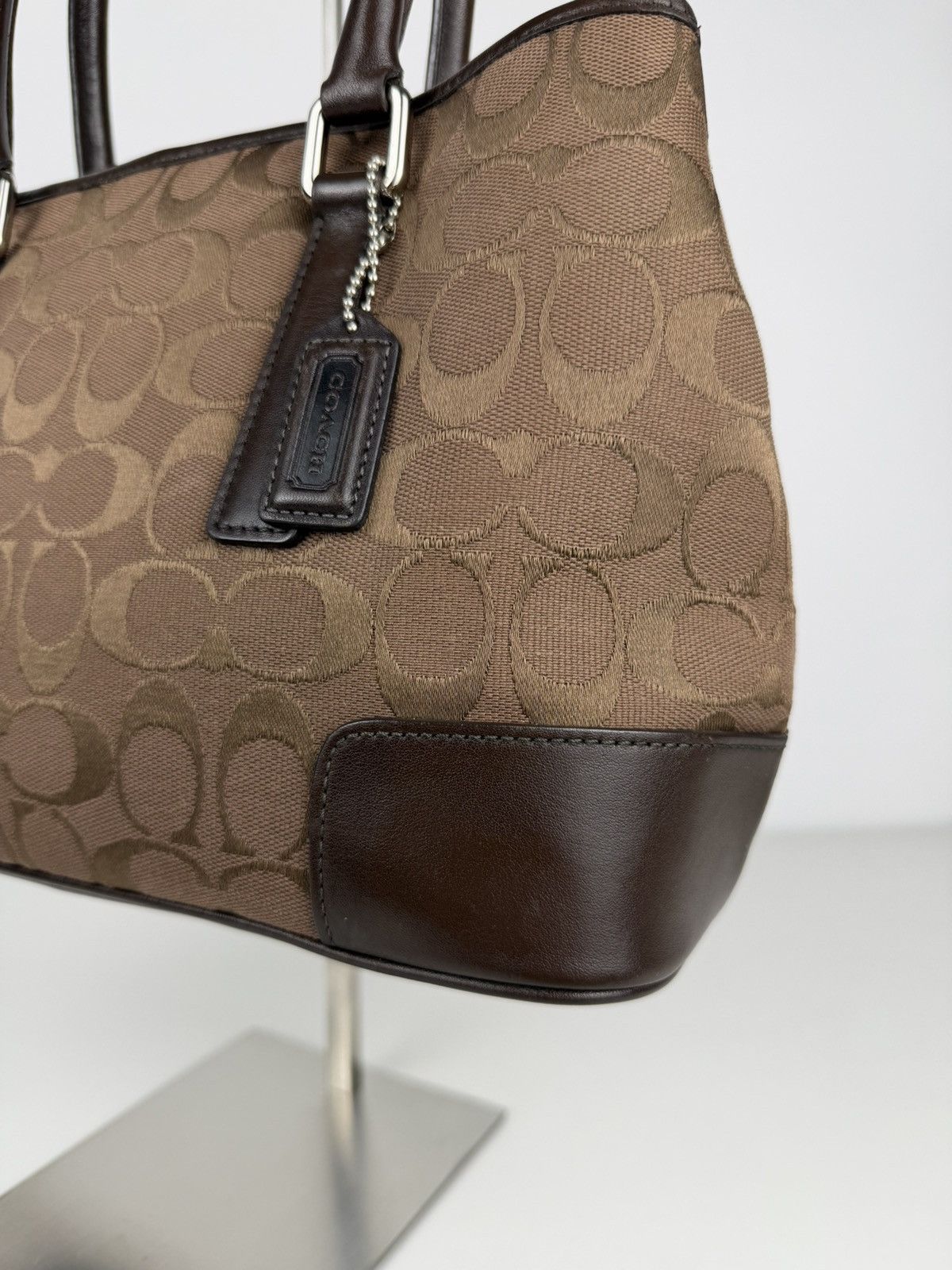Coach Hamptons leather and canvas signature tote