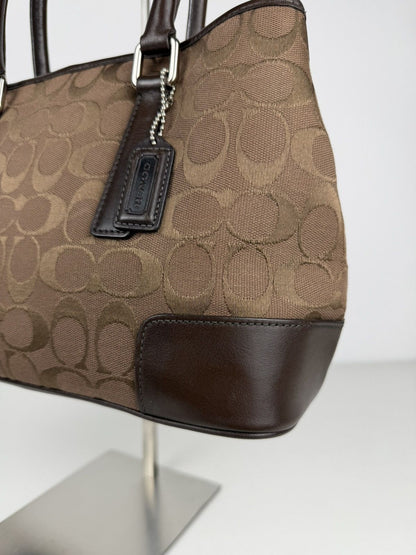 Coach Hamptons leather and canvas signature tote