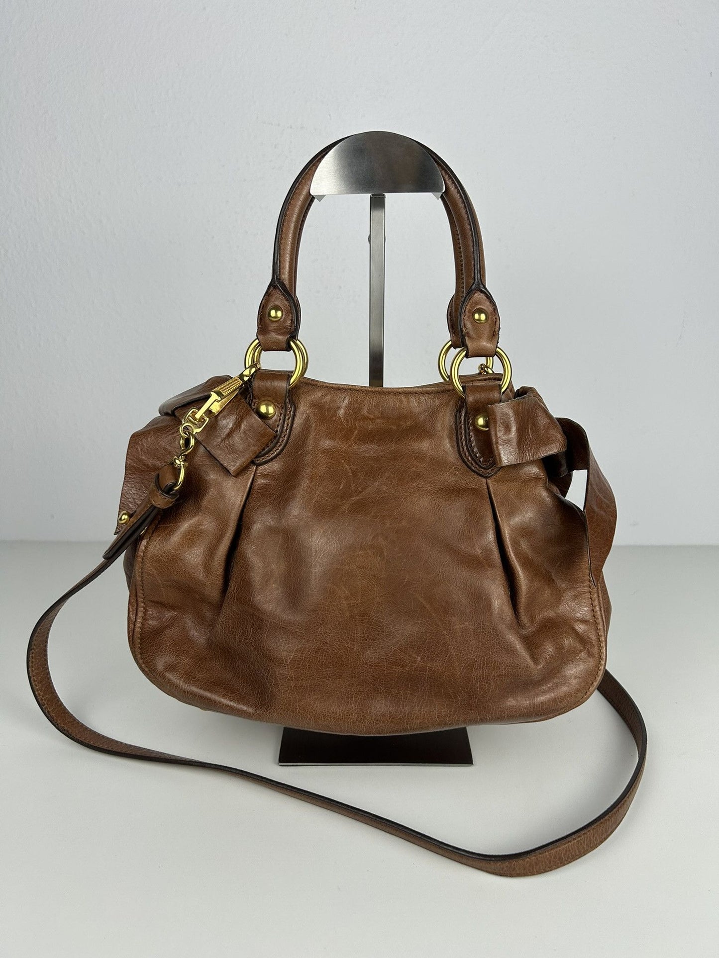 Miu miu mini bow bag in brown