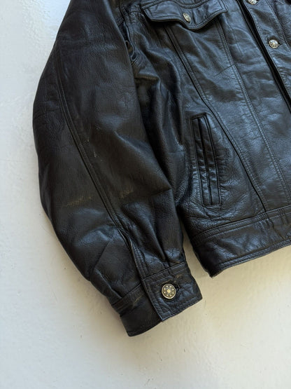 Vintage leather trucker jacket