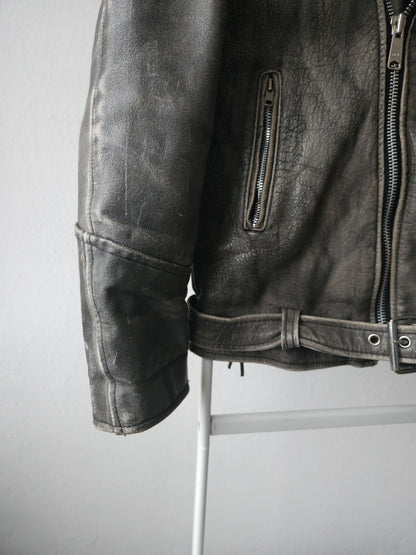 Vintage distressed ramones biker leather jacket
