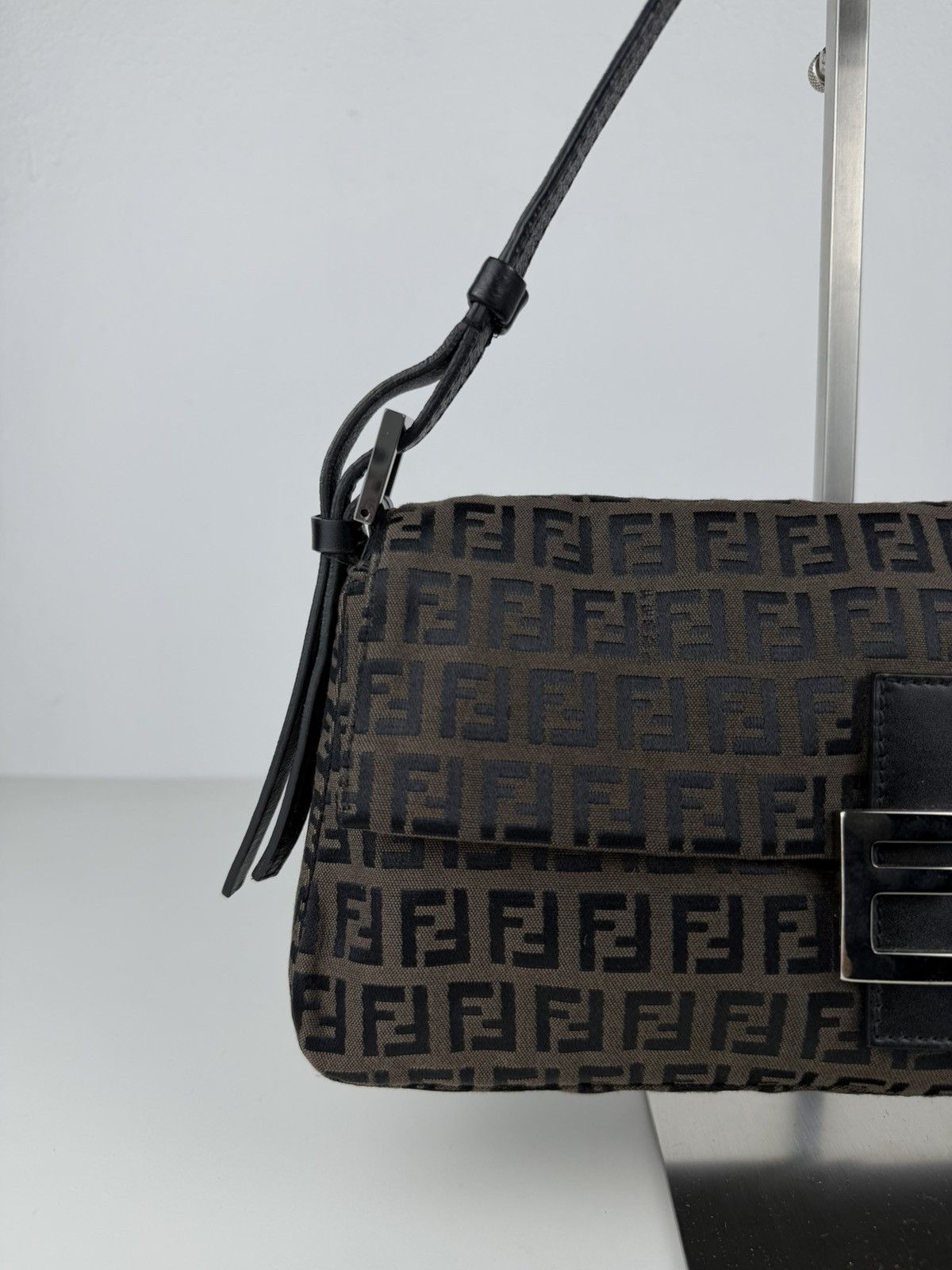 Fendi zucchino monogram canvas baguette