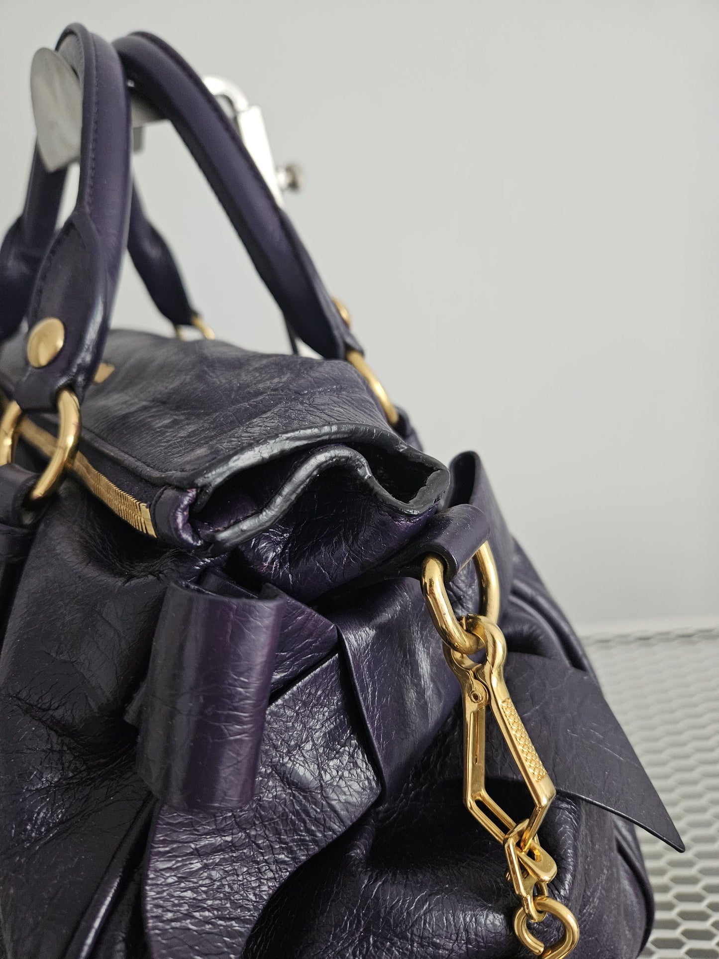 Miu miu vitello bow bag in deep purple