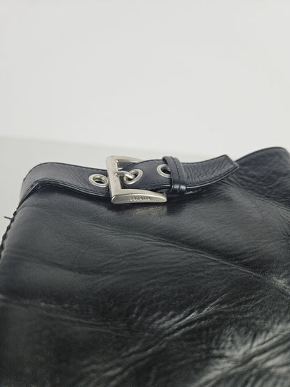 Archive Prada lamb leather kitten heel buckled ankle boots