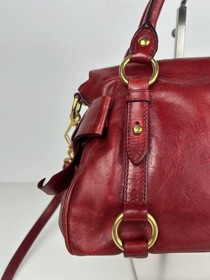 Miu miu vitello small bow bag in red