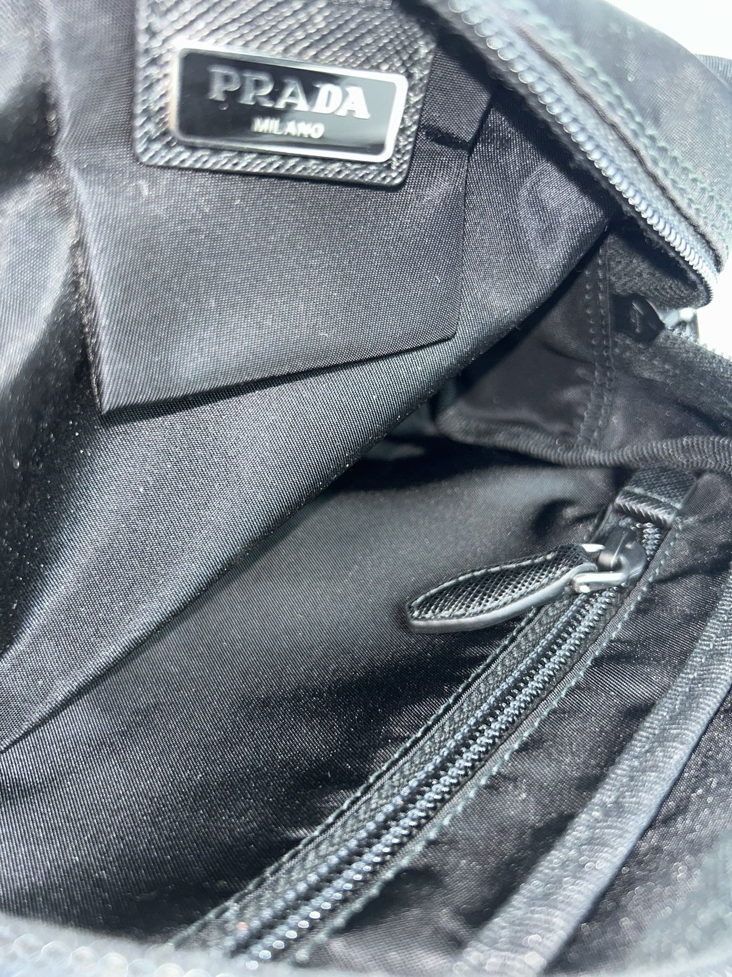 Prada nylon triangle logo mini pouch