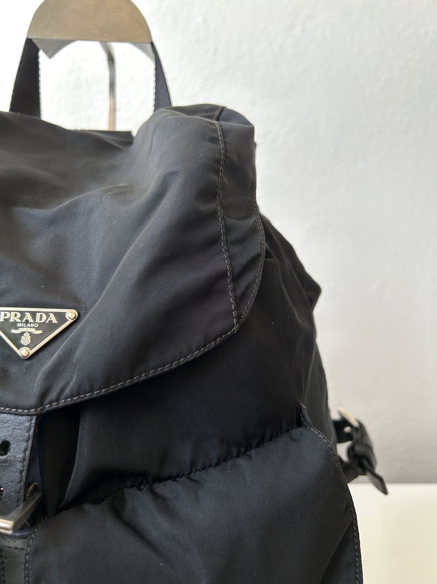Prada nylon triangle logo cargo backpack