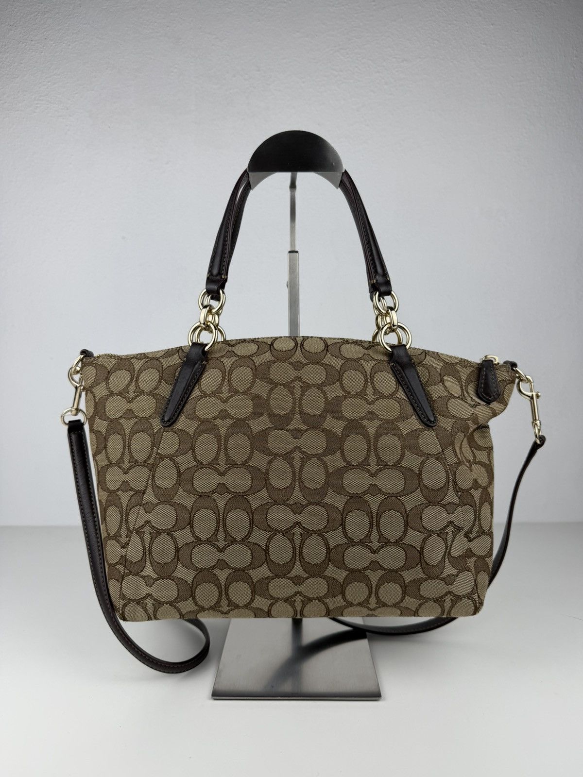 Coach signature jacquard and leather small kelsey satchel