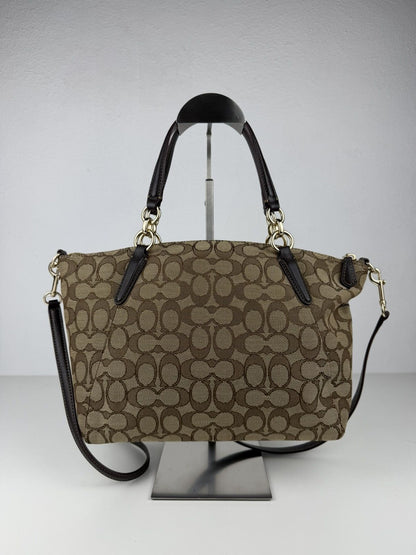 Coach signature jacquard and leather small kelsey satchel