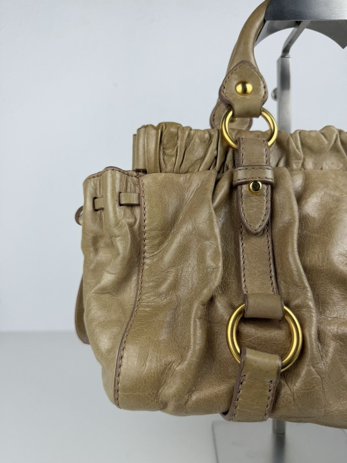 Miu miu bauletto vitello gathered leather mini handbag