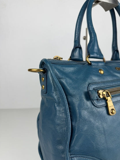Miu miu vitello lux top zip handbag in turquoise