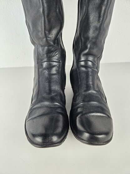 Vintage y2k avant garde leather biker boots