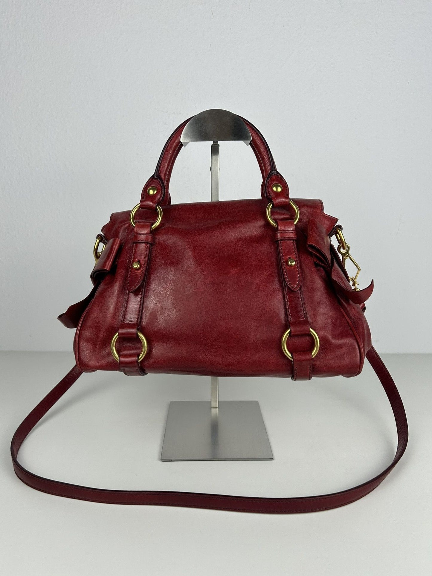 Miu miu vitello small bow bag in red