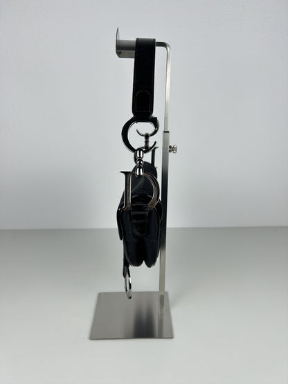 2001 Dior black satin and patent leather saddle bag