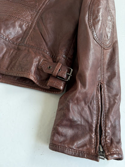 Vintage ‘Mauritius’ cropped leather biker jacket