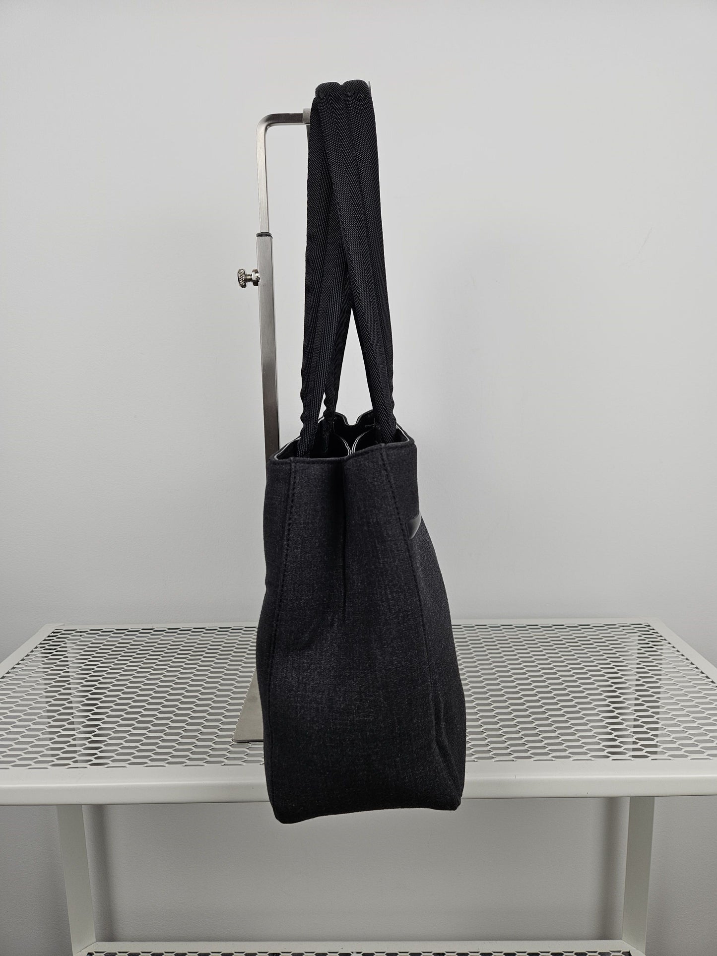 Archive AW1999 prada sport black tab wool and nylon tote bag