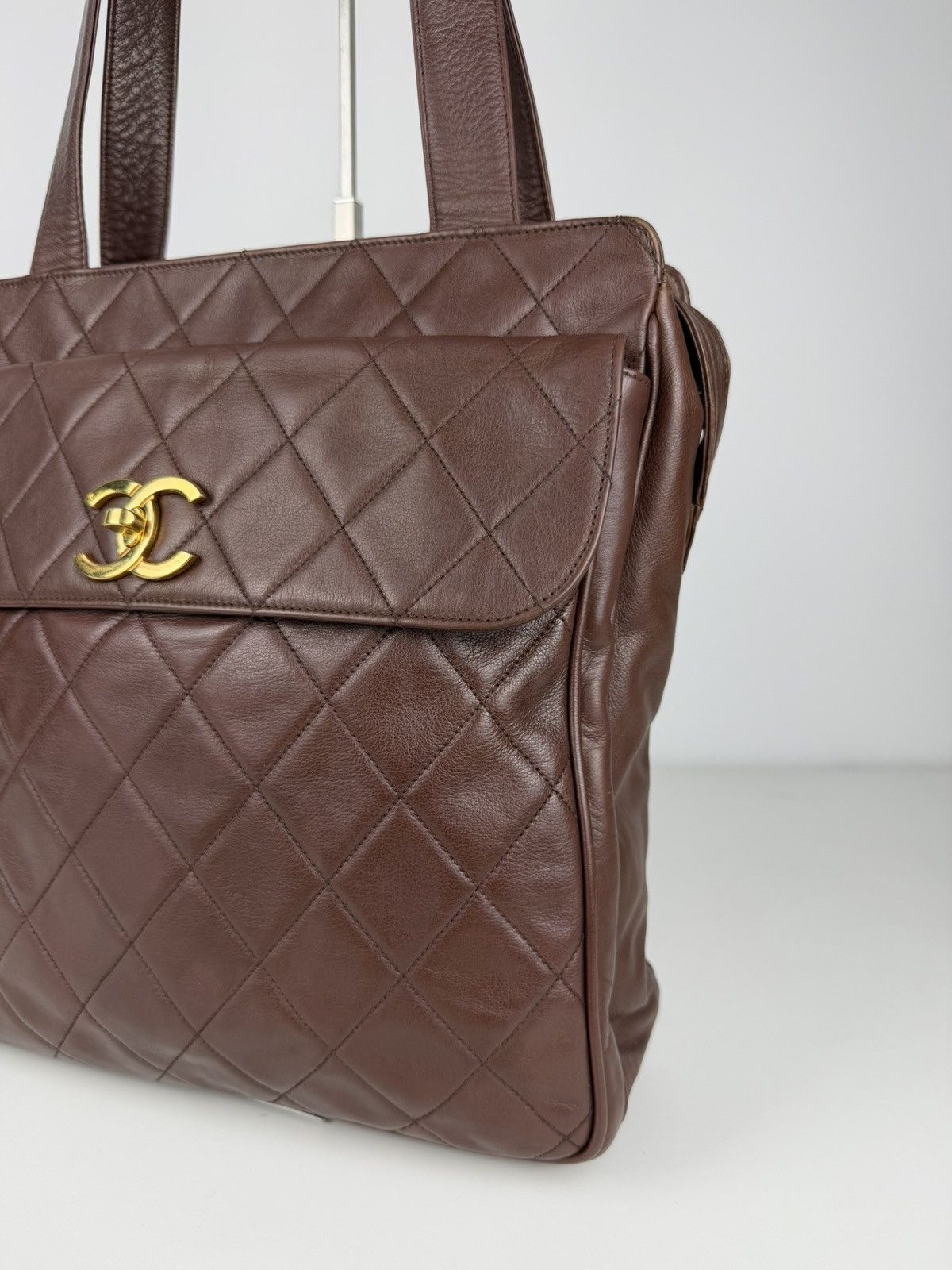 1996 Chanel CC turnlock matelasse quilted lambskin tote