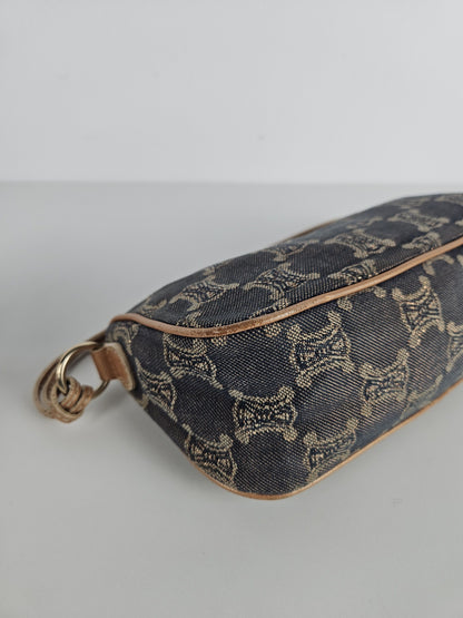 Vintage celine triomphe denim mini handbag pochette baguette