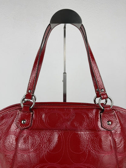 Coach signature patent leather tote bag