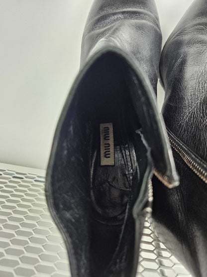 Miu Miu stiletto high heel ankle boots notched sole