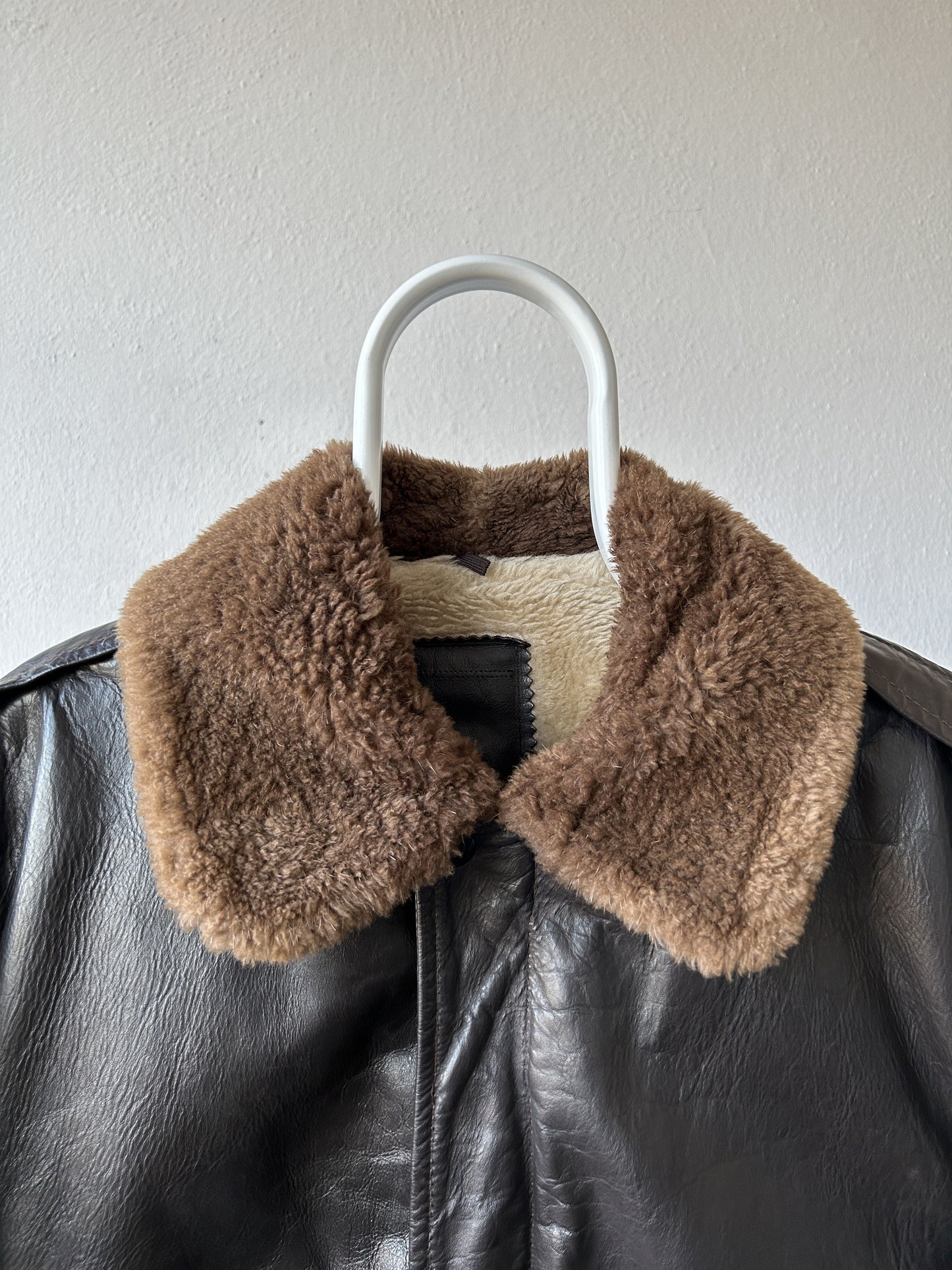 Vintage aviator shearling leather jacket