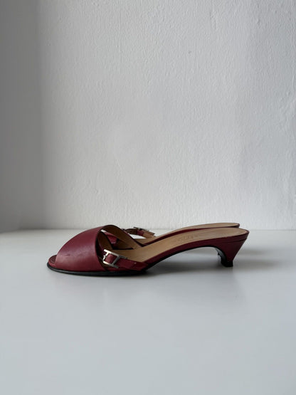 Hermes Kiton open toe kitten heel mules