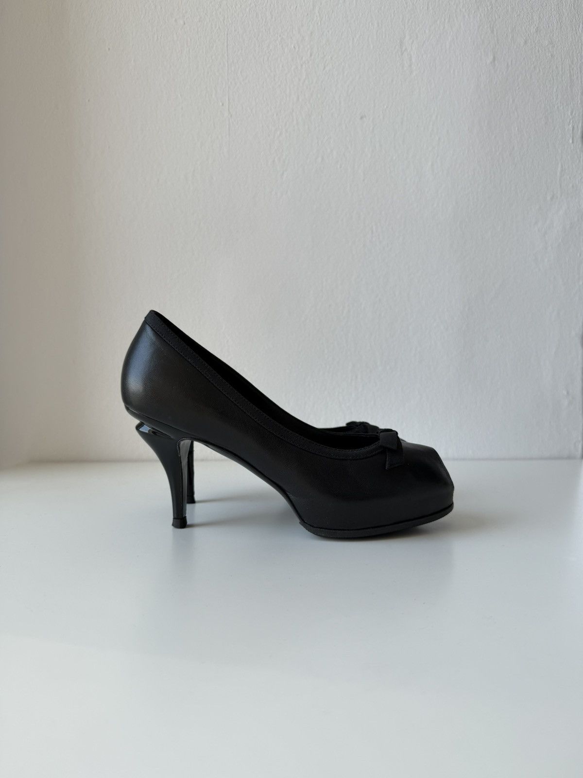Chanel open toe pumps with bow