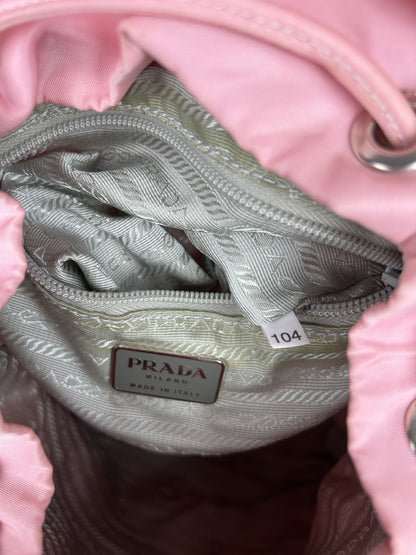Prada nylon triangle logo pink backpack