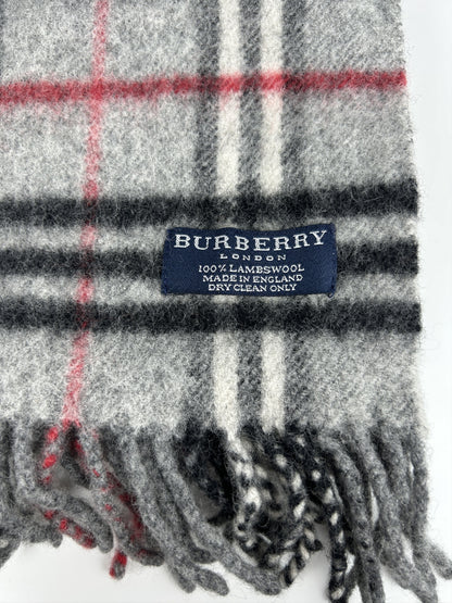 Vintage Burberry gray nova check wool scarf
