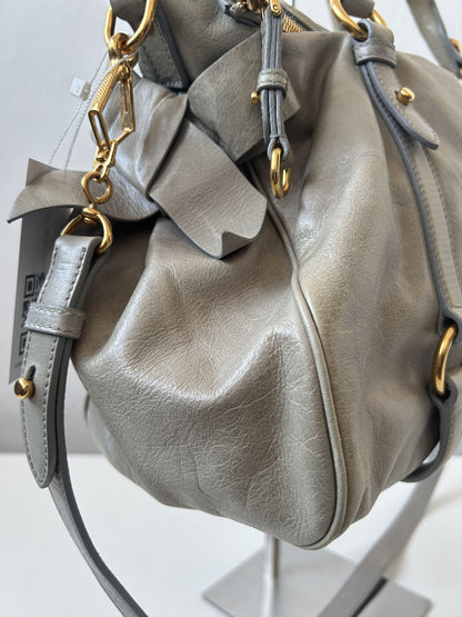 Miu miu vitello bow bag in blueish gray