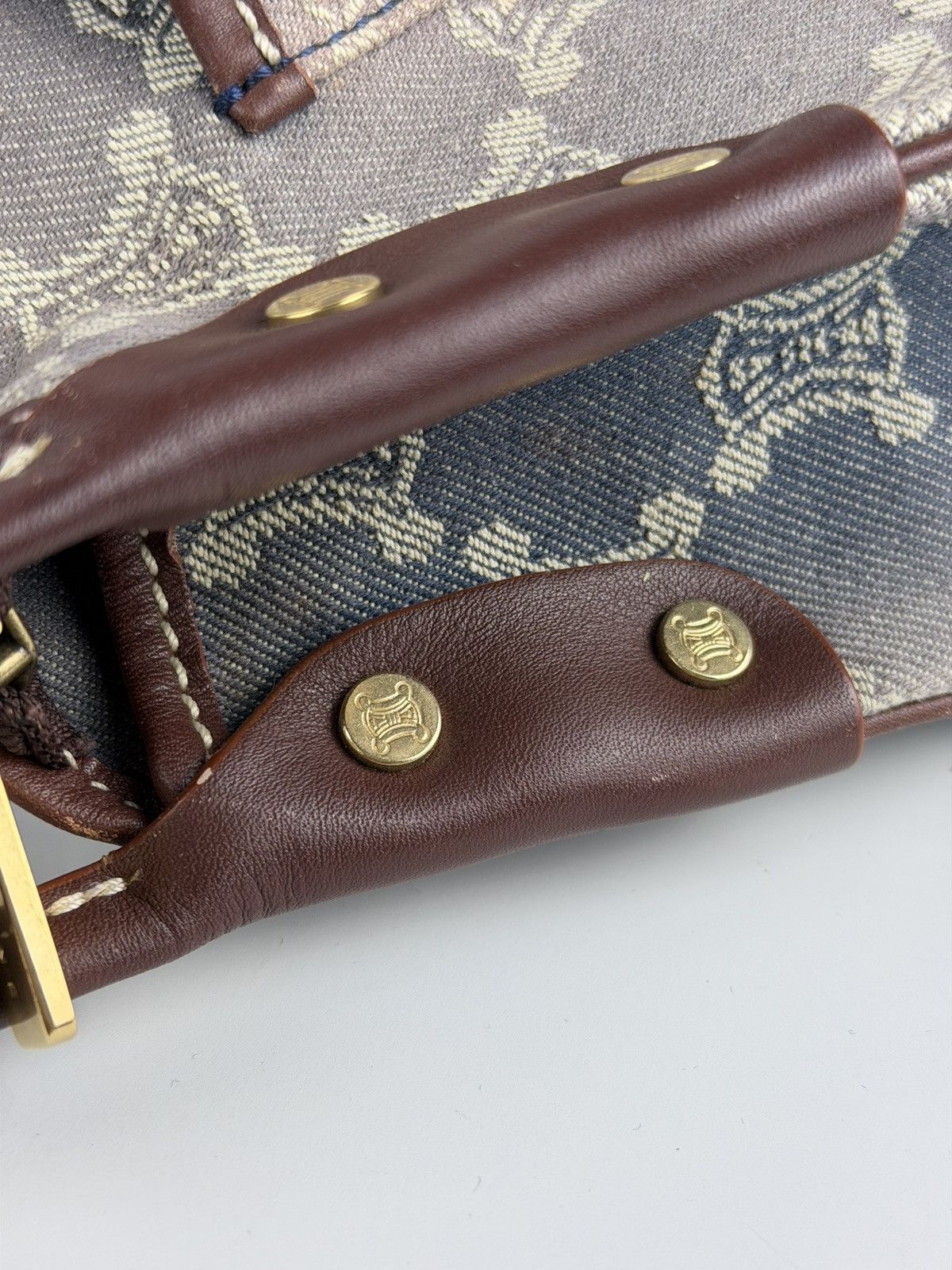 Celine macadam monogram denim shoulder/ crossbody bag