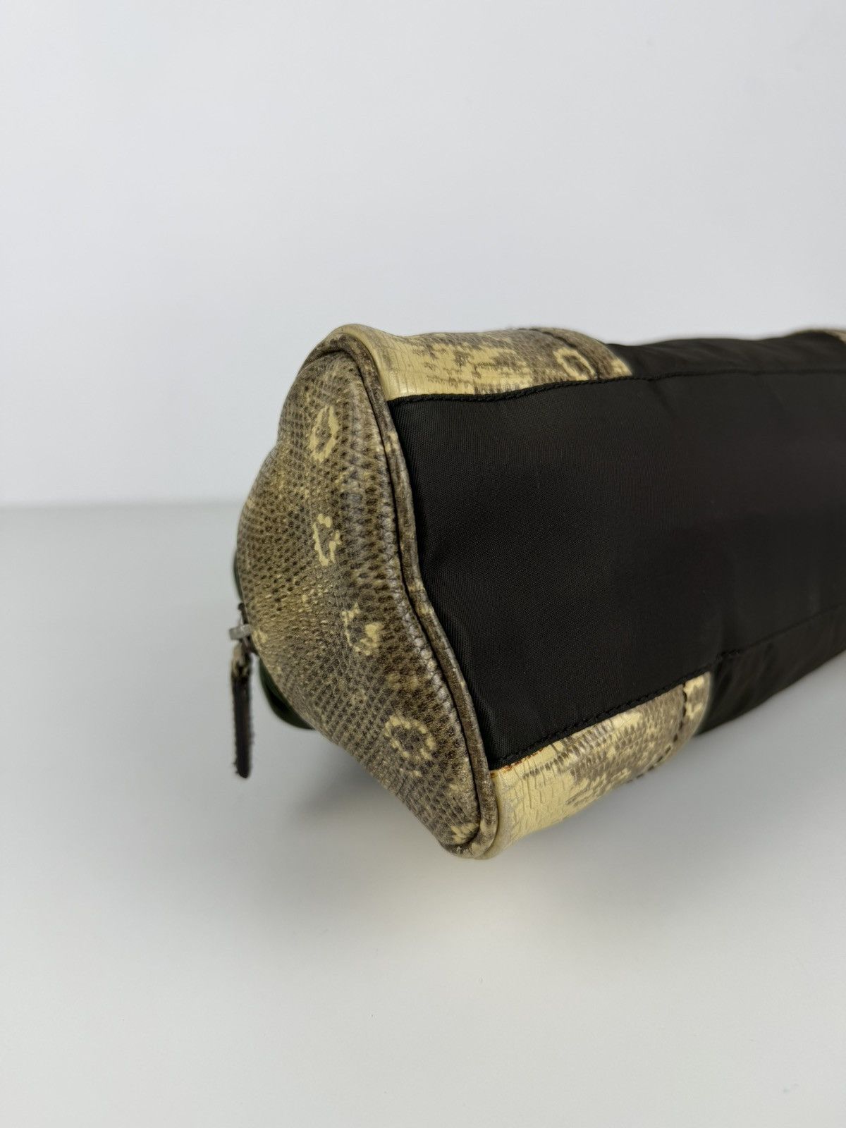Vintage Prada nylon leather triangle logo mini bowling bag