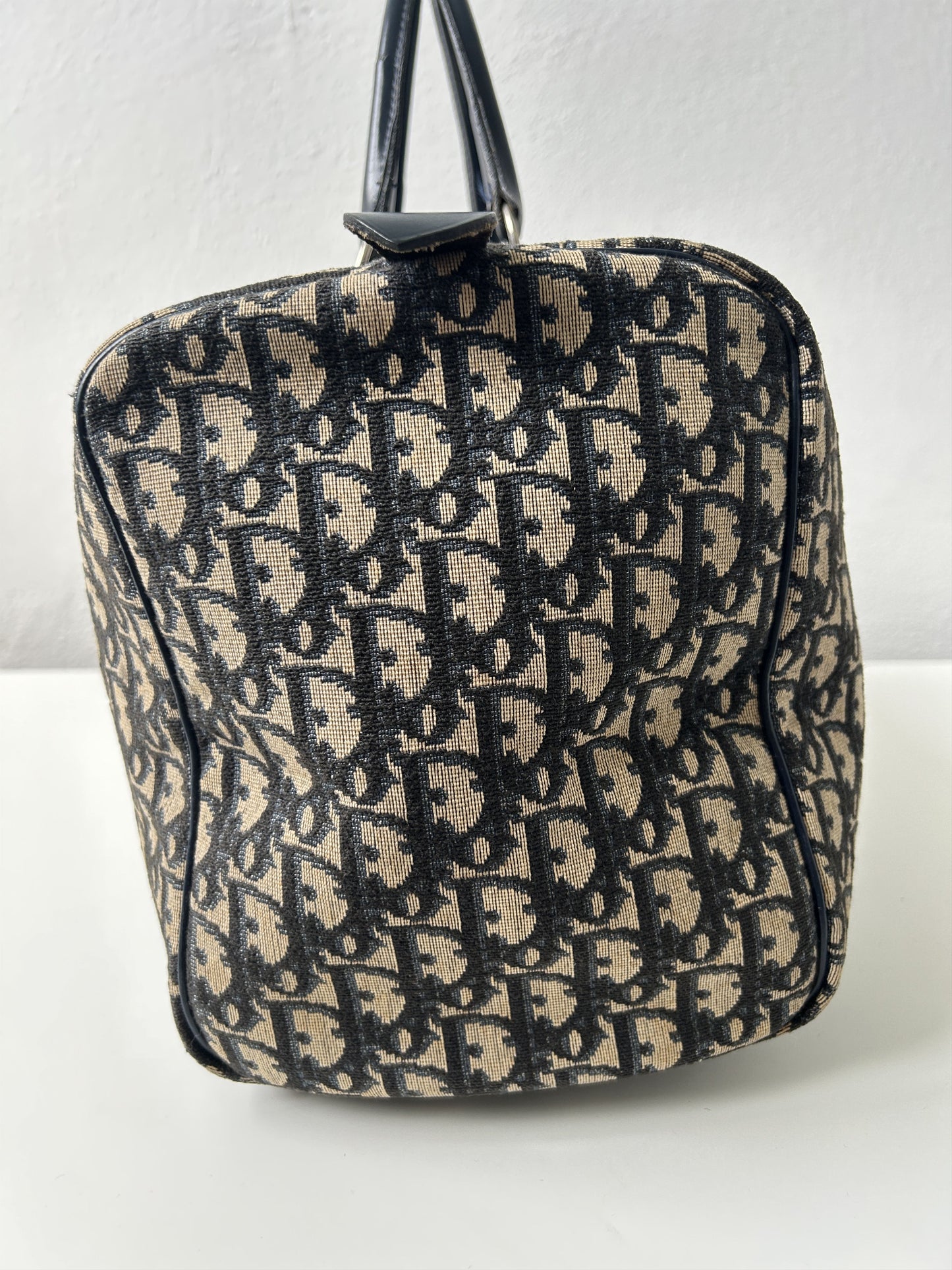 Vintage 70s Dior trotter oblique monogram canvas bowling bag