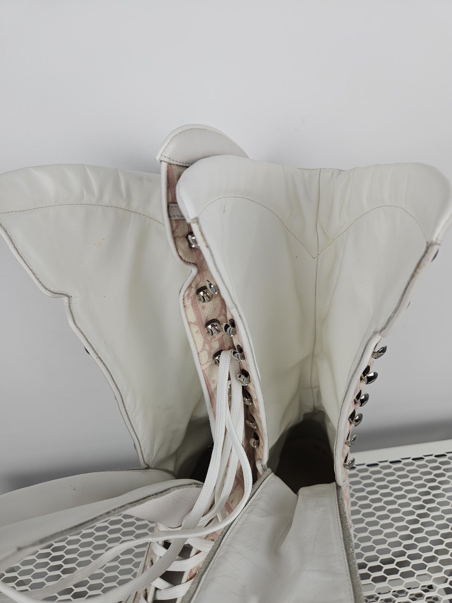 Vintage y2k dior monogram knee height lace up boots