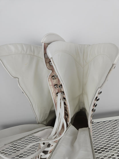 Vintage y2k dior monogram knee height lace up boots