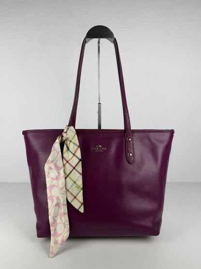 Coach crossgrain leather city tote fuchsia