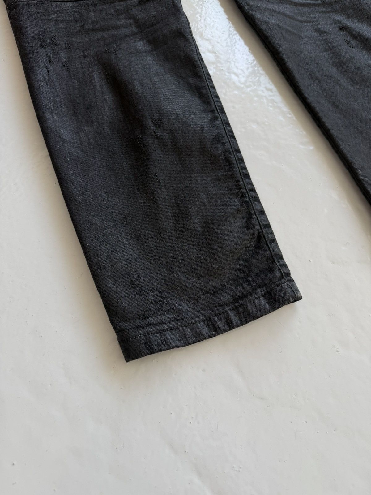 Philipp Plein born&raised distressed waxed biker denim