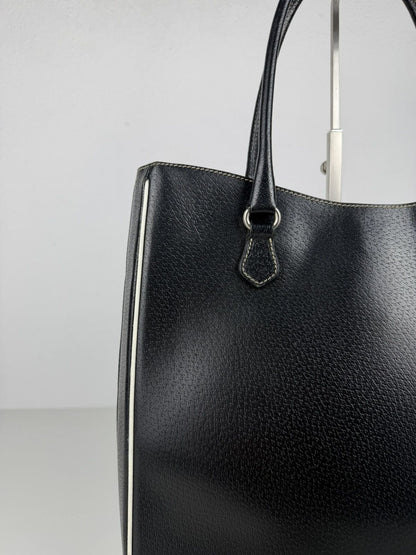 Vintage Prada leather triangle logo tote bag