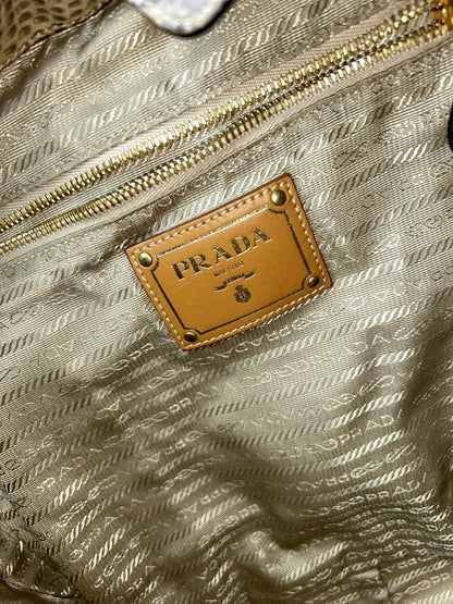 Prada python and nylon triangle logo hobo handbag