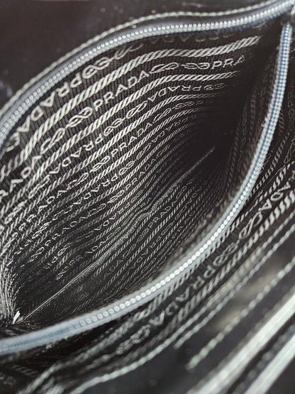 Archive AW1999 prada sport black tab wool and nylon tote bag