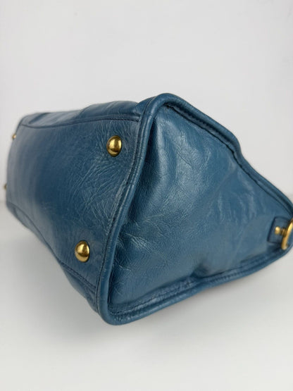 Miu miu vitello lux top zip handbag in turquoise