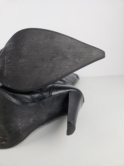 Vintage leather high heel pointed toe cowboy boots