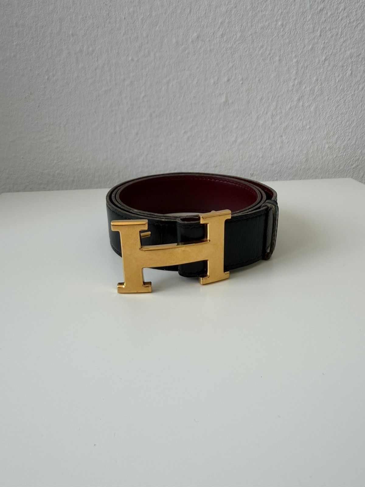 Vintage 1981 Hermes Constance leather belt with H-buckle