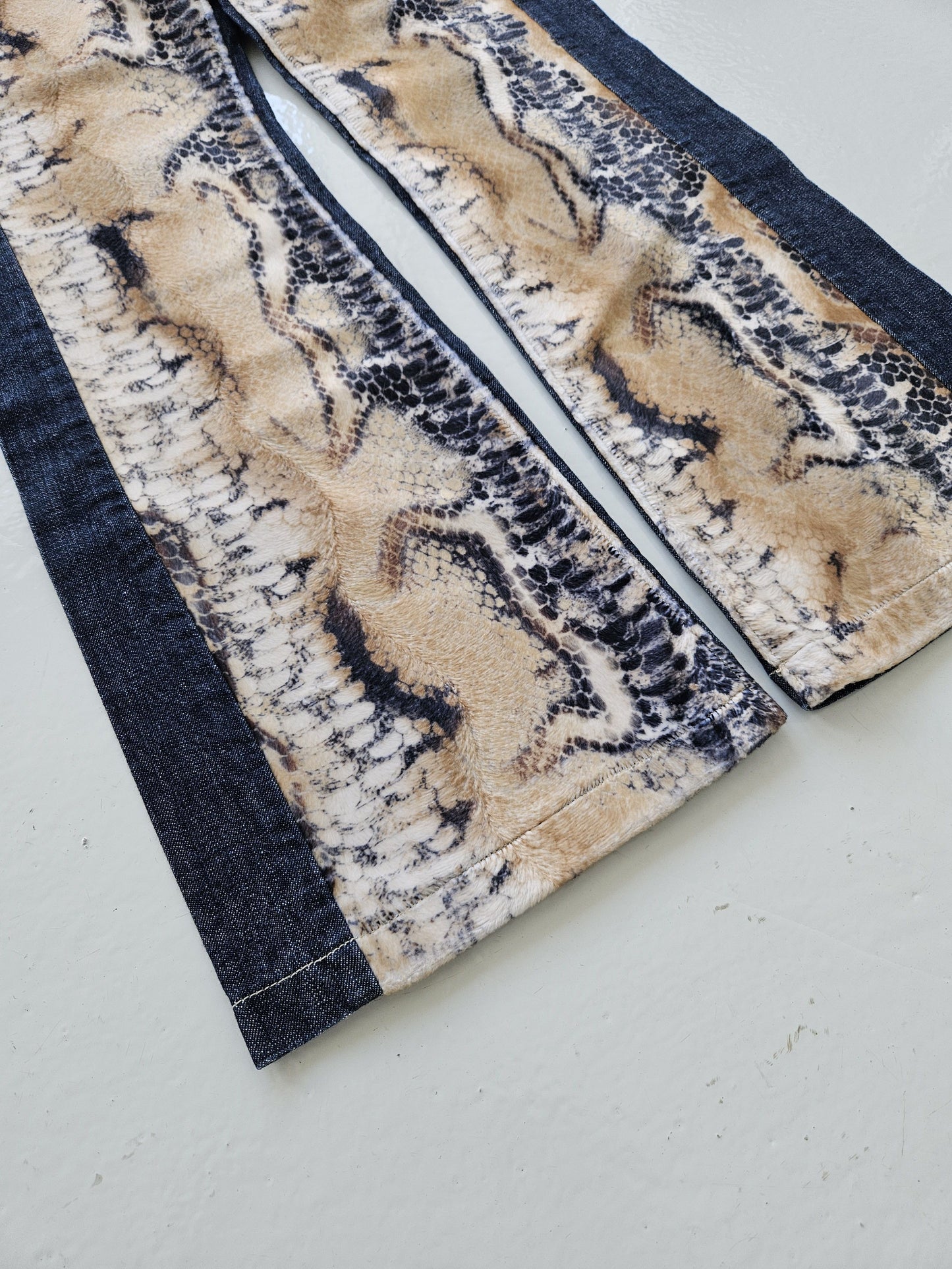 Vintage snake print bootcut denim