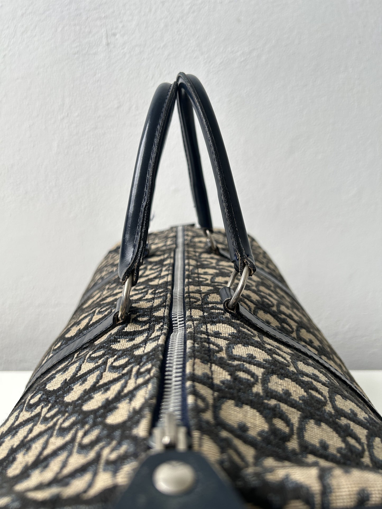 Vintage 70s Dior trotter oblique monogram canvas bowling bag