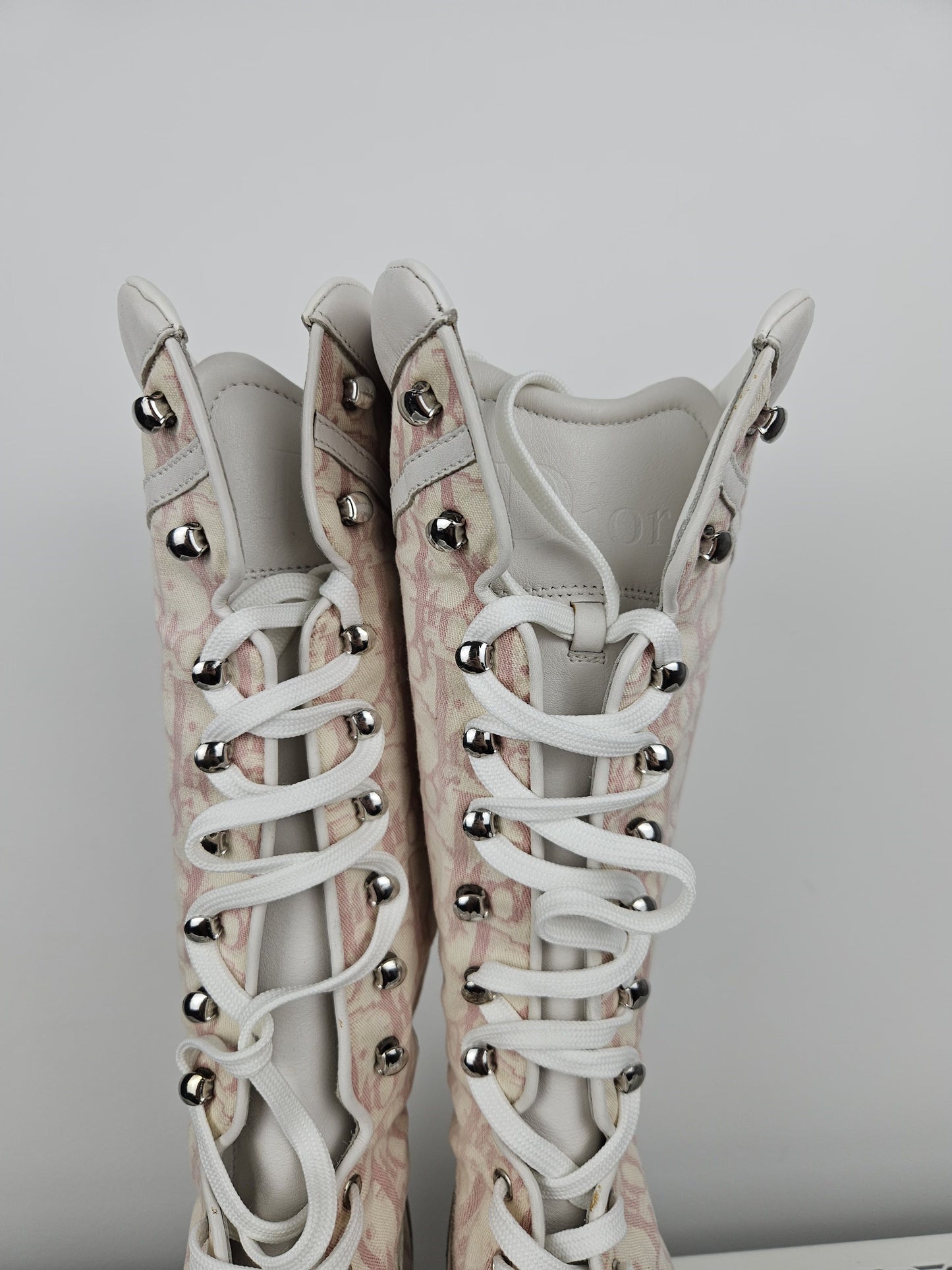 Vintage y2k dior monogram knee height lace up boots