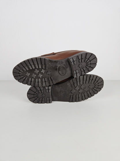 Vintage Gucci leather horsebit loafers with notched thick sole