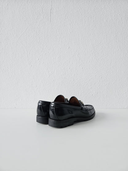 Vintage Gucci notched sole patent leather horsebit loafers